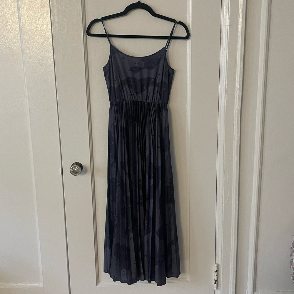 All Saints Lera Midnight Blue Pleated Midi Dress - Picture 3 of 11